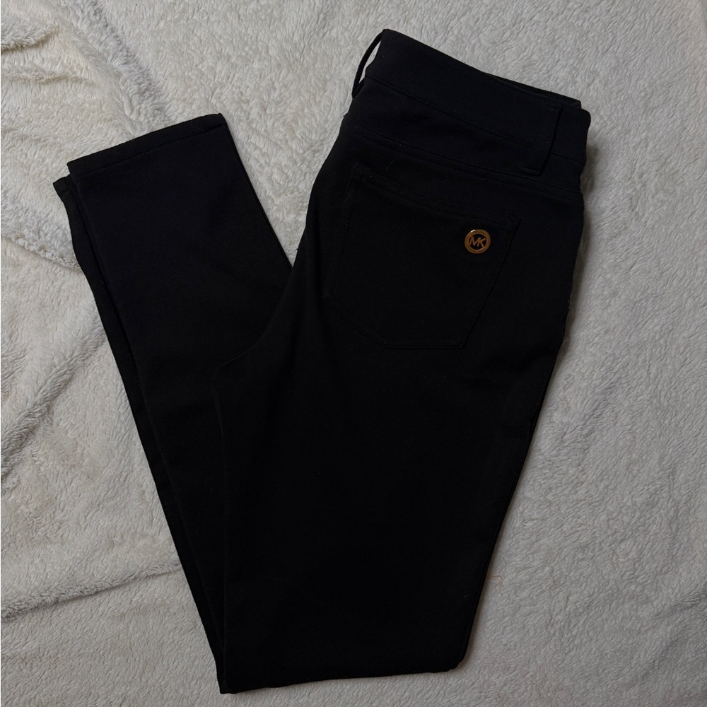 Michael Kors Black Slim-Fit Pants with Logo Accent